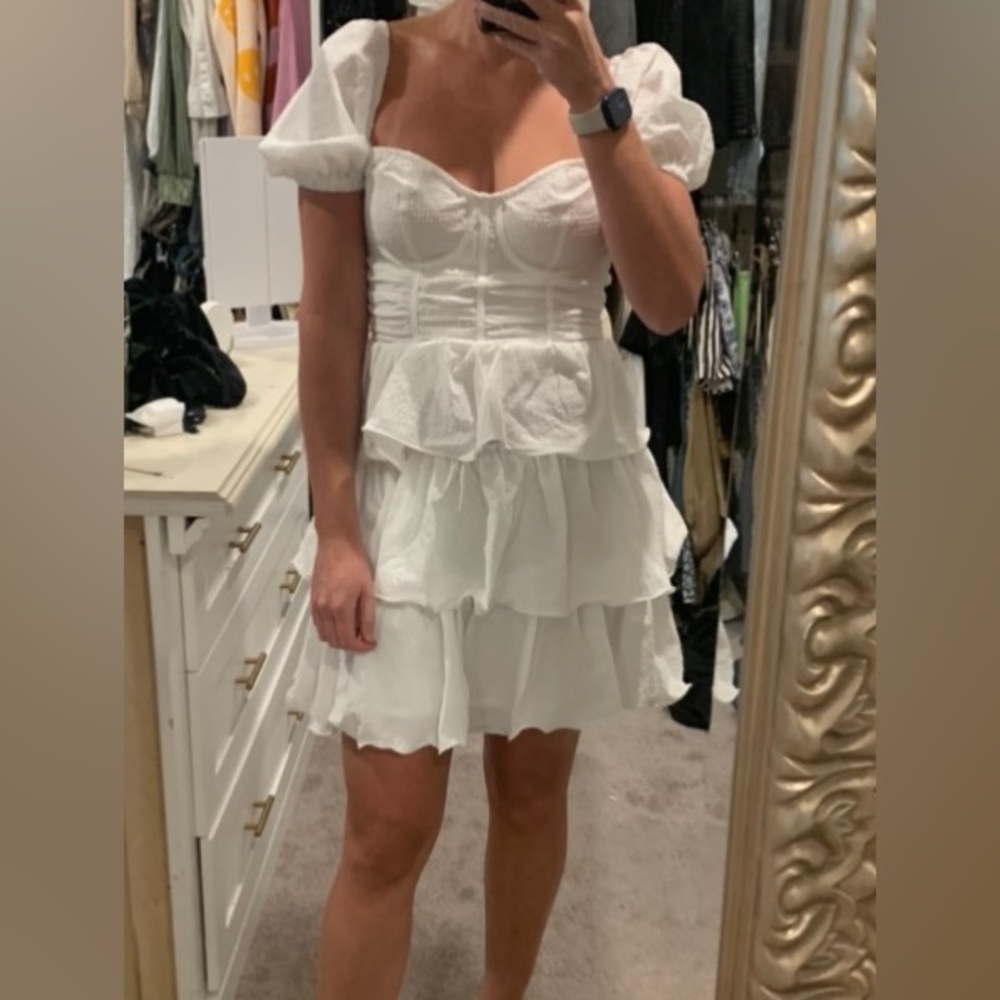 White corset tiered dress